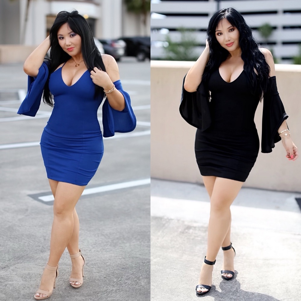 Miss California Mini dress with bell sleeves